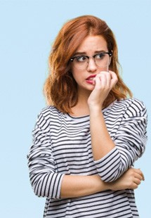 a nervous woman biting nails near Mandarin