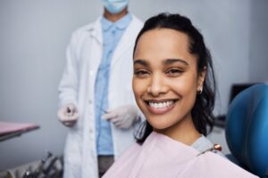 Woman with white teeth after cosmetic dental work
